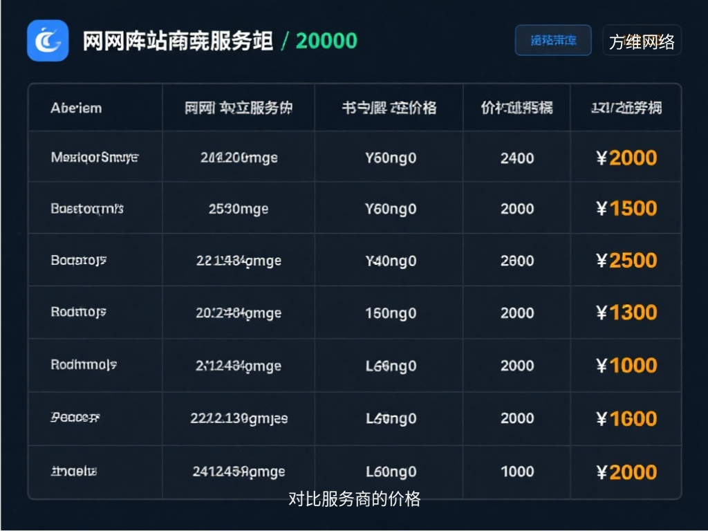 對比服務商的價格