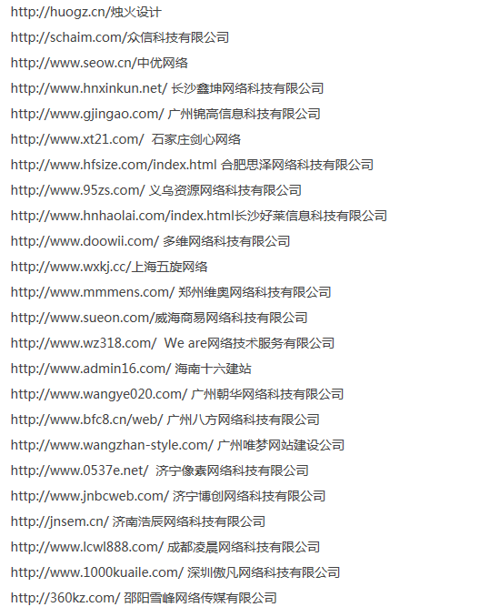 抄襲方維網絡的名單